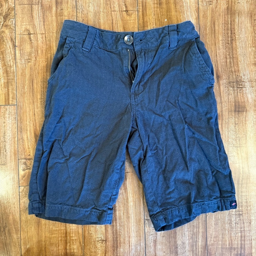 Tony Hawk Boys Black Gray Patterned Flat Front Cotton Shorts Adjustable Size 8